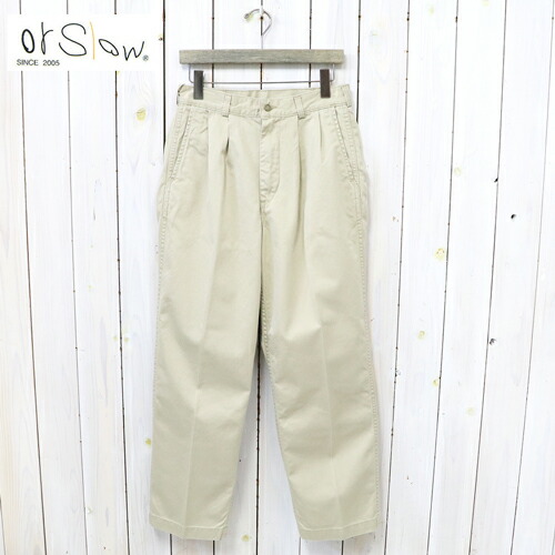 orSlow (オアスロウ) : TWO TUCK WIDE TROUSER (KHAKI)【正規取扱店】【smtb-KD】【sm15-17】【楽ギフ_包装】【or Slow】【チノ生地】【ワイドパンツ】【2タック】【メンズ】
