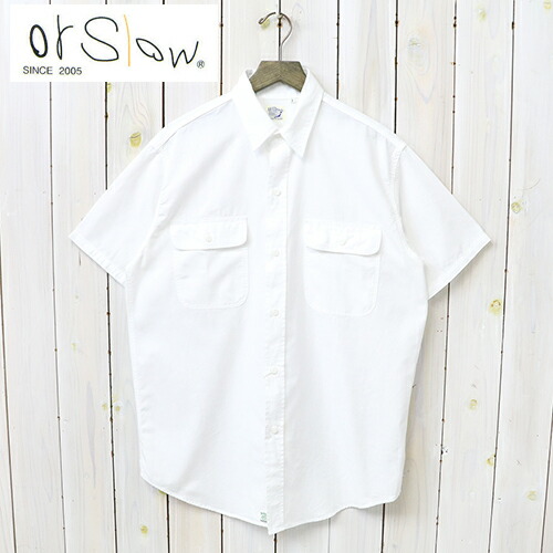 orSlow (オアスロウ)『SHORT SLEEVE WHITE CHAMBRAY WORK SHIRT WITH FLAP POCKET』(WHITE)【正規取扱店】 【smtb-KD】【sm15-17】【楽ギフ_包装】【or Slow】【フラップ付きワークシャツ】【半袖シャツ】【メンズ】