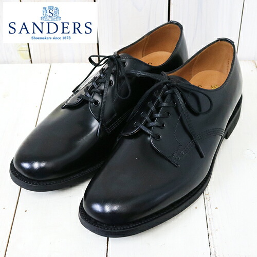 SANDERS (サンダース)『Officer Shoe』(Black) (2246B)【定まり取りまわし店】\u003cBR\u003e【smtb-KD】【sm15-17】【楽ギフ_荷拵え】【オフィサーシューズ】【プレーントゥ】【ポリッシュドレザー】