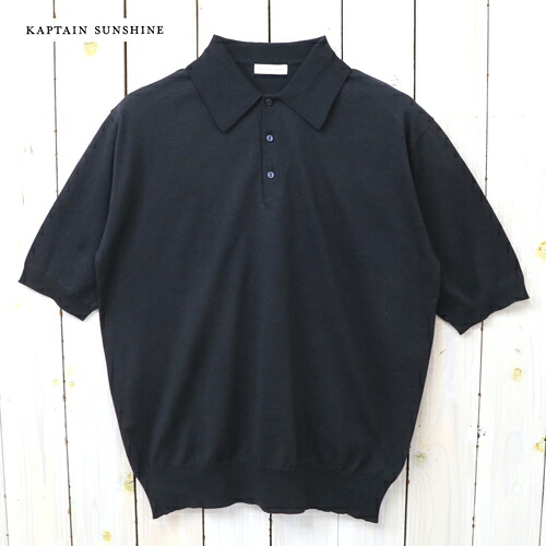 Kaptain Sunshine (キャプテンサンシャイン) : Cotton Knit Poloshirt (DARK NAVY)【正規取扱店】【smtb-KD】【sm15-17】【楽ギフ_包装】【ハイゲージ天竺】【コットンニット】【半袖ポロシャツ】