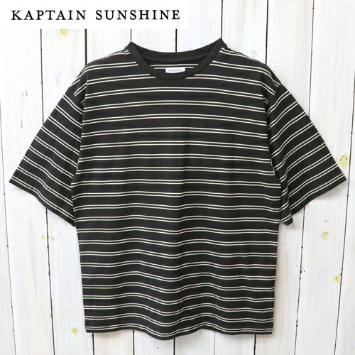 Kaptain Sunshine (キャプテンサンシャイン) : Hard Twisted Stripe Jersey Half-sleeve Tee (BROWN WIDE STRIPE)【正規取扱店】【smtb-KD】【sm15-17】【楽ギフ_包装】【ハーフスリーブTシャツ】【半袖】