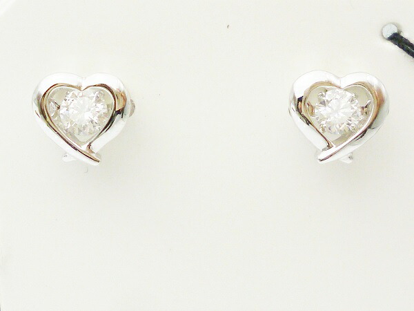 ダンシングストーン ダイヤモンド 揺れる 一粒 ホワイトゴールドハートピアス ダイヤモンド0.20ct×0.02ct×K18WG トゥインクルセッティング