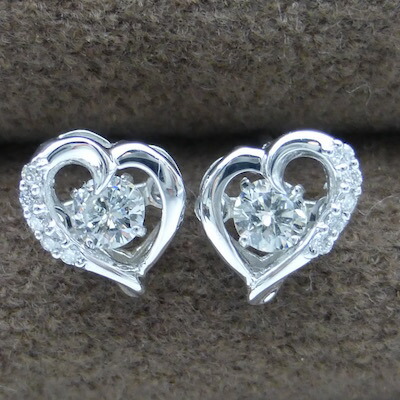 ダンシングストーン ダイヤモンド ハートピアス ダイヤモンド0.20ct×0.04ct ホワイトゴールド プラチナもご用意できます(69700円+税)|REGGINA JEWELRY レッジーナ