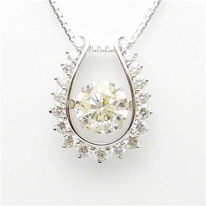 ダンシングストーンダイヤモンド　ホワイトゴールドネックレス　ダイヤモンド2ct ダイヤモンド合計0.84ct　ソーティング付　クロスフォー