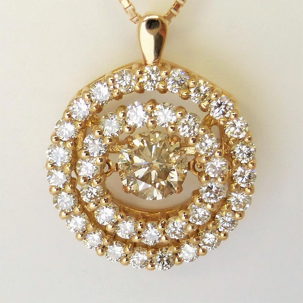 ダンシングストーンダイヤモンド0.70ct メレ0.97ct K18PGピンクゴールドネックレス　クロスフォー