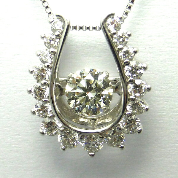 ダンシングストーン　ダイヤモンドホワイトゴールドネックレス　馬蹄　0.30/0.37ct×K18WG 83,369円