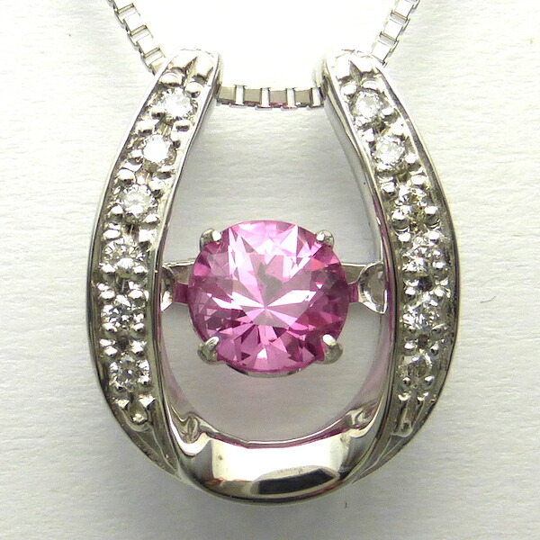 ダンシングストーン ピンクサファイア ホワイトゴールドネックレス 馬蹄 ピンクサファイア0.69ct×ダイヤモンド0.10ct×K18WG|REGGINA JEWELRY レッジーナ