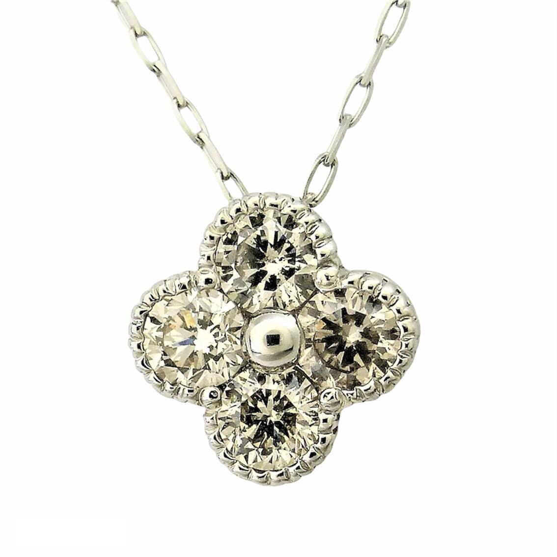 ダイヤモンド ネックレス PT900 ダイヤモンド合計0.5ct　フラワー　クローバー
