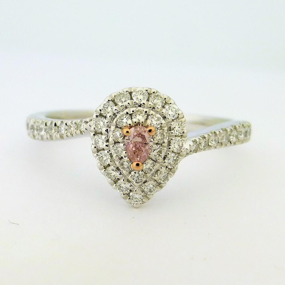 ファンシーピンクダイヤ 0.057ct 二重取り巻き ダイヤモンドリング 18金ピンクゴールドコンビ プラチナ 指輪 ジュエリー