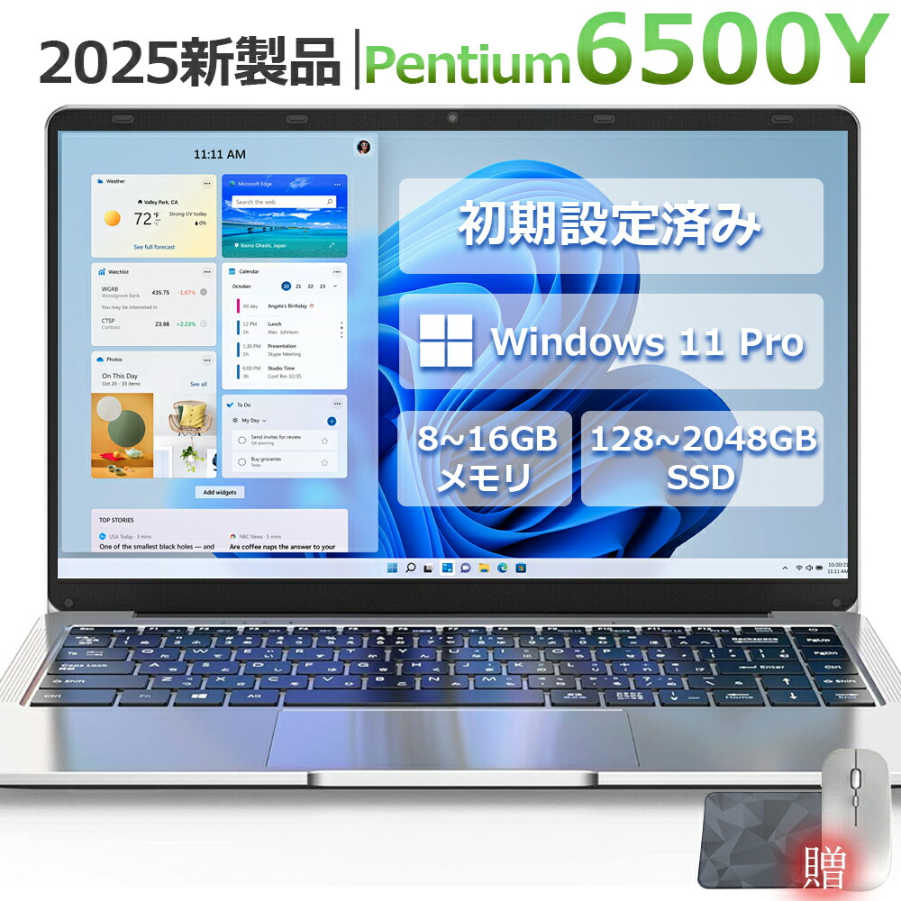 2025年新登場 新品 ノートパソコン office付き Windows11 コスパ高い 15.6 インチ 型 初期設定済み Intel Pentium Gold 6500Y メモリ8/16GB 大容量SSD 128GB~2TB laptop フルHD液晶 IPS テンキー付き WiFi-5 WEBカメラ BT5.0 USB3.0 薄型 日本語配列キーポード|Regian