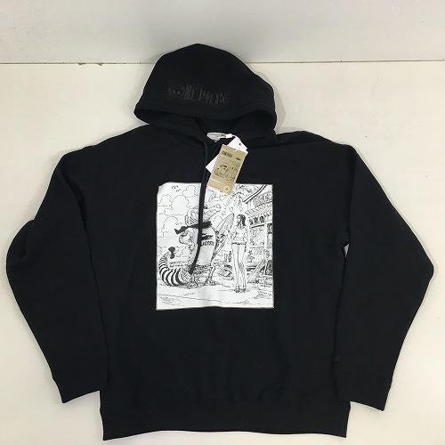 【中古】 hi◇127 LACOSTE &times; ONE PIECE 扉絵プリント フーディー パーカー SH5234-99 サイズ5 黒 ラコステ ワンピース｜Regolith_Market