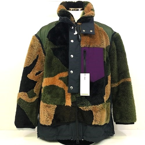 【中古】 hi◇128 Sacai × KAWS Jacquard Faux Fur Blouson 21-02559M サイズ： 1 ジャガード フェイクファー ブルゾン ジャケット カウズ サカイ