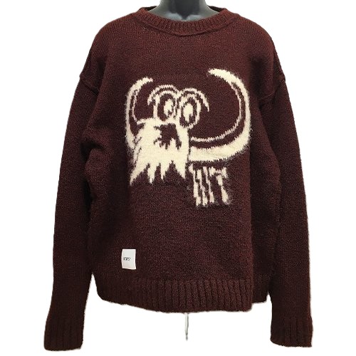 【中古】 hi◇128 WTAPS Crew Neck BVO / Sweater / WOPL BURGUNDY 252MADT-KNM02 大きさ: 03 労働者の一団のど頚 プルオーバー 編み物 バーガンディー ダブルタップス