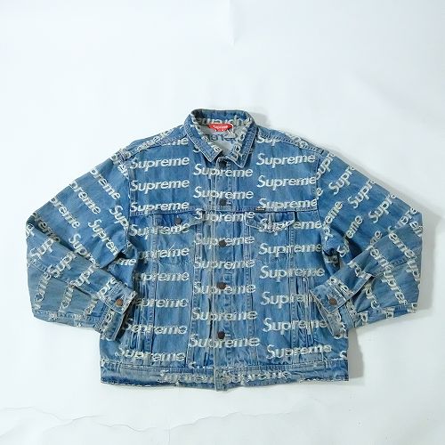 【中古】wa◇128 Supreme シュプリーム Frayed Logos Denim Trucker Jacket フレイドロゴデニムトラッカージャケット M大いさ 【F-32416】