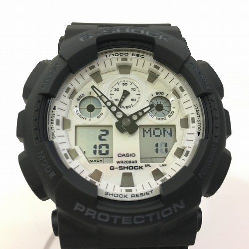【中古】 hi◇141 CASIO G-SHOCK ANALOG-DIGITAL GA-100WD-1AJF Black and brilliant white ブラック ホワイト 腕時計 カシオ