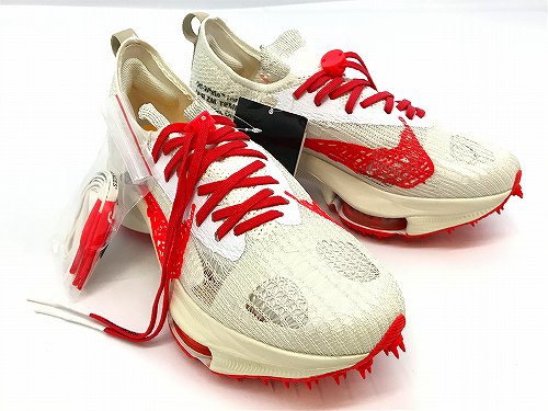 【中古】 wa◇149 Off-White × Nike Air Zoom Tempo Next% Flyknit \"Solar Red\"" CV0697-100 象牙色 ナイキ エア湖望遠レンズ ペース ネクスト％ 飛球編み物 ソーラー赤いこと スニーカー 靴 【F-12615】"