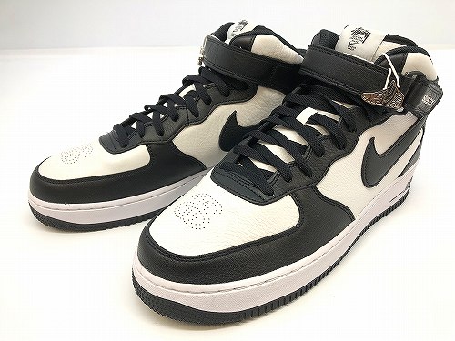 【中古】 wa◇149 Stussy × Nike Air Force 1 Mid "Black and Light Bone" DJ7840-002 ステューシー ナイキ エアフォース1 ミッド ブラック アンド ライトボーン 30cm スニーカー 靴 【F-22380】|Regolith_Market