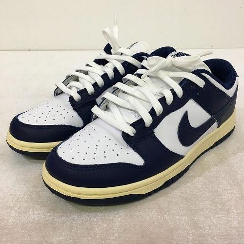 【中古】 hi◇149 NIKE WMNS DUNK LOW WHITE/MIDNIGHT NAVY DD1503-115 靴 スニーカー シューズ サイズ： 26cm ウィメンズ ダンク ロー ホワイト/ミッドナイトネイビー ナイキ