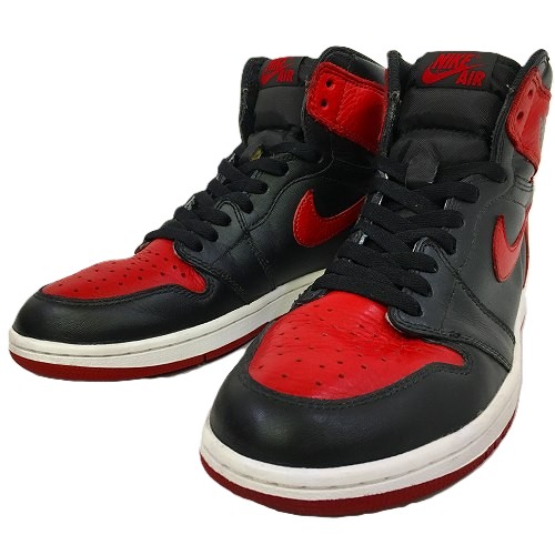 【中古】 hi◇149 NIKE AIR JORDAN 1 RETRO HIGH OG BLACK/VARSITY RED-WHITE 555088-001 靴 スニーカー シューズ サイズ: 26cm ジョーダンブランド エアジョーダン 1 レトロ ハイ オージー ブラック/レッド ナイキ