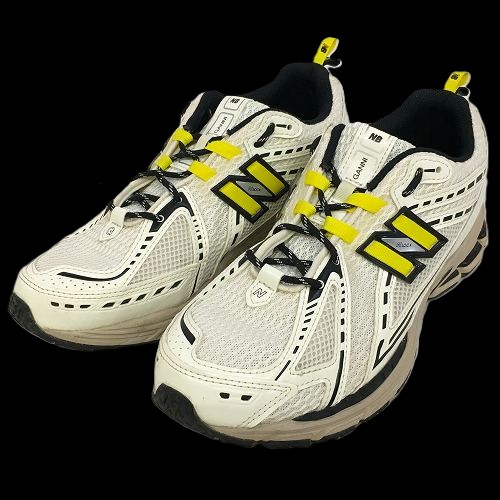【中古】 hi◇149 GANNI × New Balance 1906R Egret White/Black-Yellow M1906RGG 靴 スニーカー シューズ 大きさ: 28.5糎 イーグレット 白いこと 黒いこと 黄色 白 黒 黄味がかった ガニー ニュー平衡にする