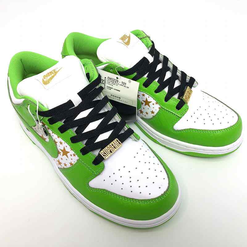 【中古】 wa◇149 Supreme × Nike SB Dunk Low OG QS Gold Stars "White/Mean Green" DH3228-101 シュプリーム ナイキ ダンク ロー ゴールドスターズ ホワイト/ミーングリーン 27.5cm スニーカー 靴 シューズ 【F-31897】|Regolith_Market