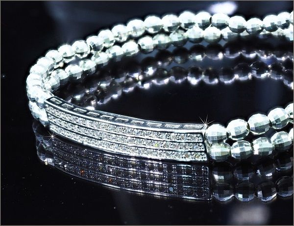 CZ ダイヤモンド ブレスレット メンズ ブレスレット レディース ブレスレット ユニセックス ブレスレット 2連 アクセサリー 【伸縮素材】