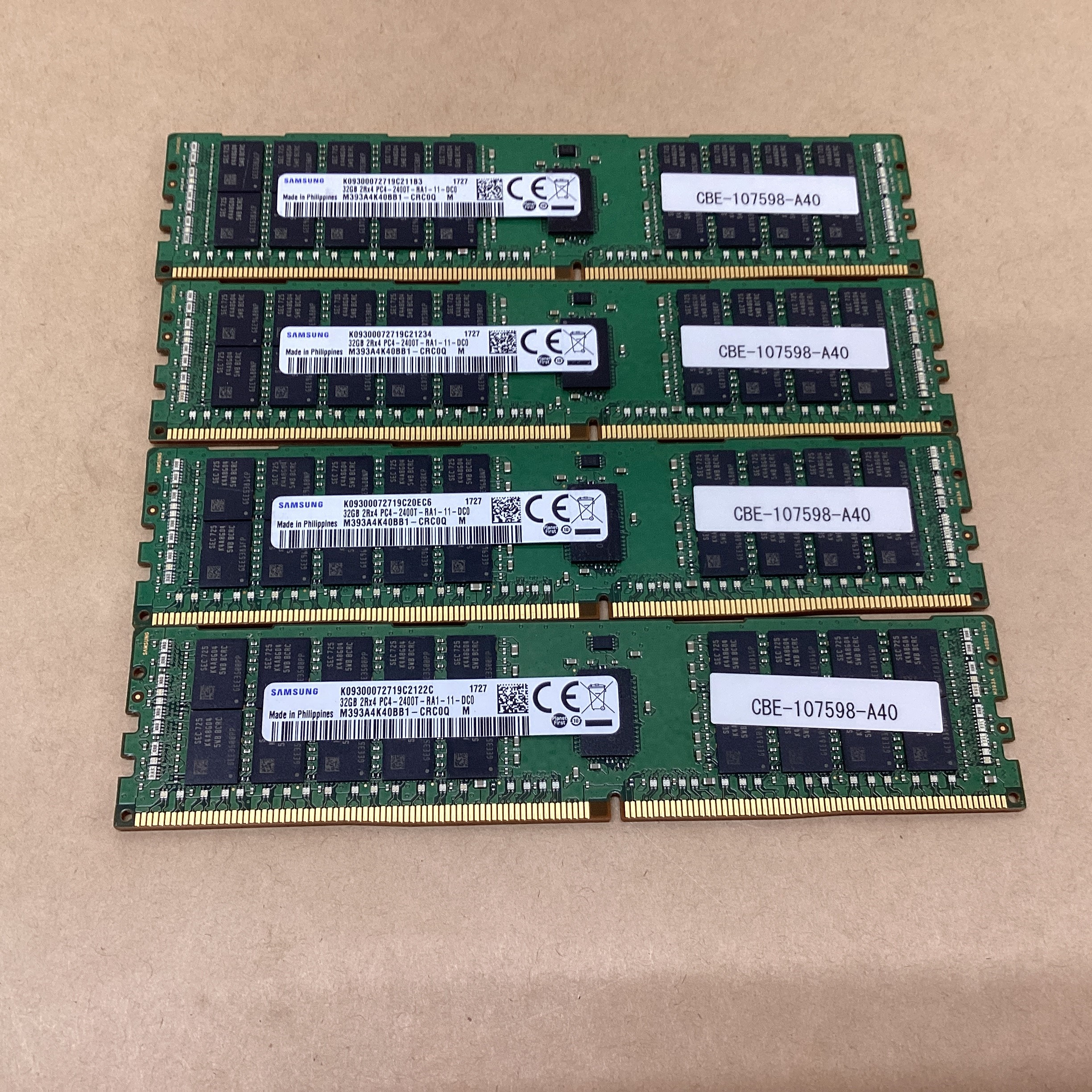 【中古】 【4枚セット】 Samsung サーバー用メモリ M393A4K40BB1-CRC0Q M 32GB&times;4枚 DDR4-2400 ECC RDIMM PC4-19200 2Rx4 送料 無料 14時までの ご注文 即日発送｜Rehan PC