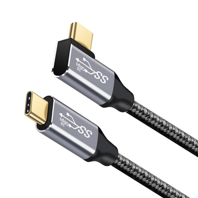 USB type C ケーブル L字 タイプc 充電 USB3.1 Gen2(10Gbps) 100W PD急速充電 4K / 60Hz映像出力 ナイロン編みMacBook、Pad、Surface、Switch、Xperia、Galaxy、Pixel等T画像