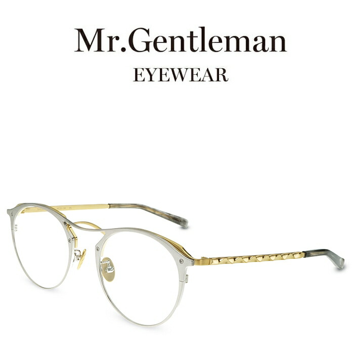 Mr.Gentleman 檀那士君子 TAYLOR E Matte Silver＆Matte Yellow Gold-Matte Yellow Gold＆White Marble メンズ レディース メイドインジャパン チタン 度付き添い人眼鏡 伊達眼鏡 日本製 本格メガネ