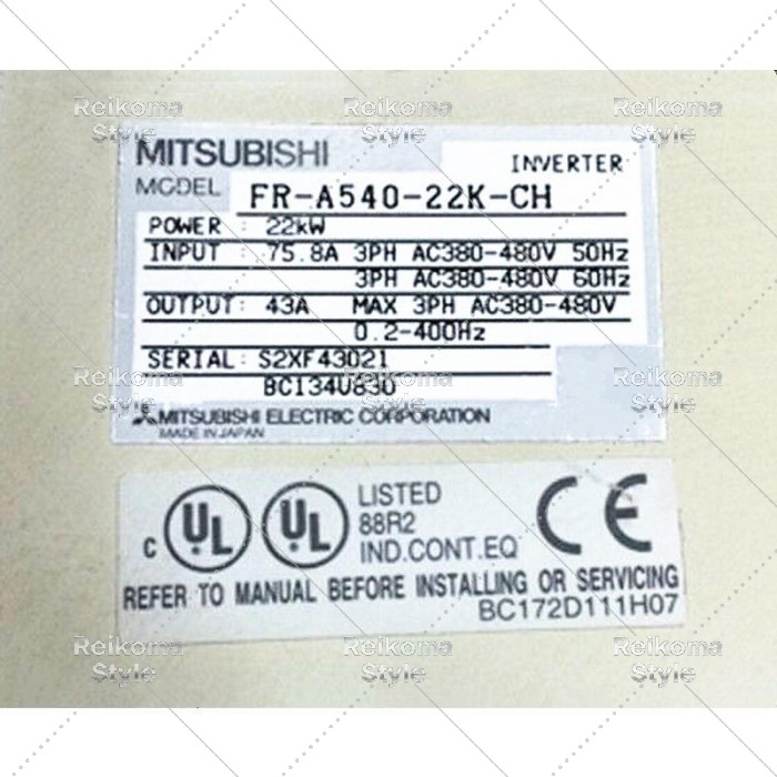 【新品★適当お願いごと書★税込】MITSUBISHI三菱FR-A540-22K-CH インバータ  【６ヶ月引き受ける】