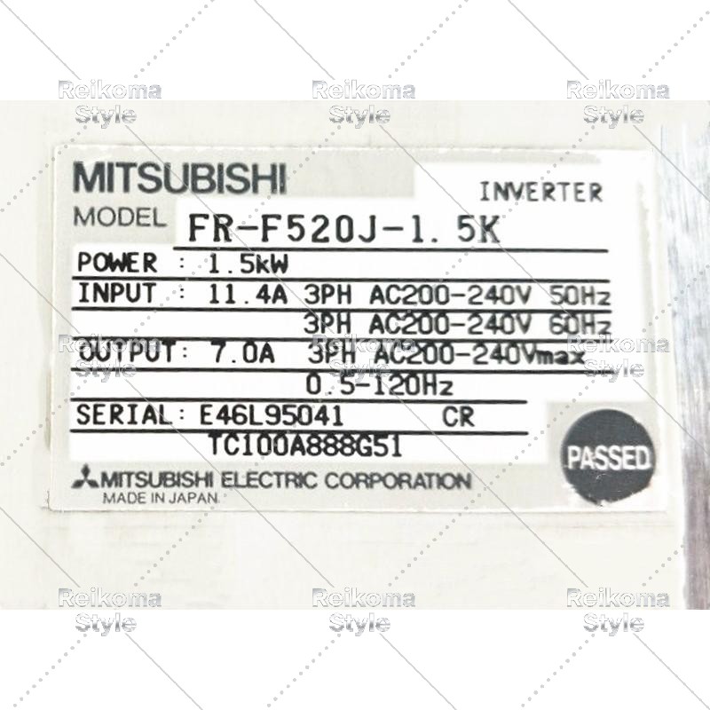 【新品★適格請求書★税込】MITSUBISHI三菱電機 FR-F520J-1.5K【６ヶ月保証】