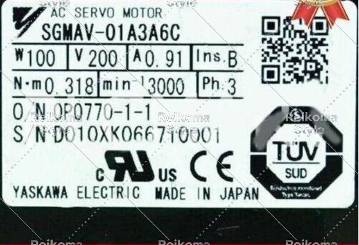 【新品★適格請求書★税込】YASKAWA SGMAV-01A3A6Cサーボモーターを介してボックスに入れます 【6ヶ月保証】|Reikoma Style