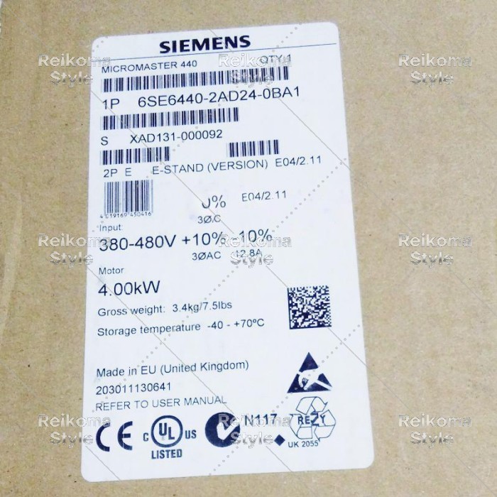 【新品★適格請求書★税込】SIEMENS シーメンス インバータ 6SE6440-2AD24-0BA1 MM440 480V 4.0KW【６ヶ月保証】