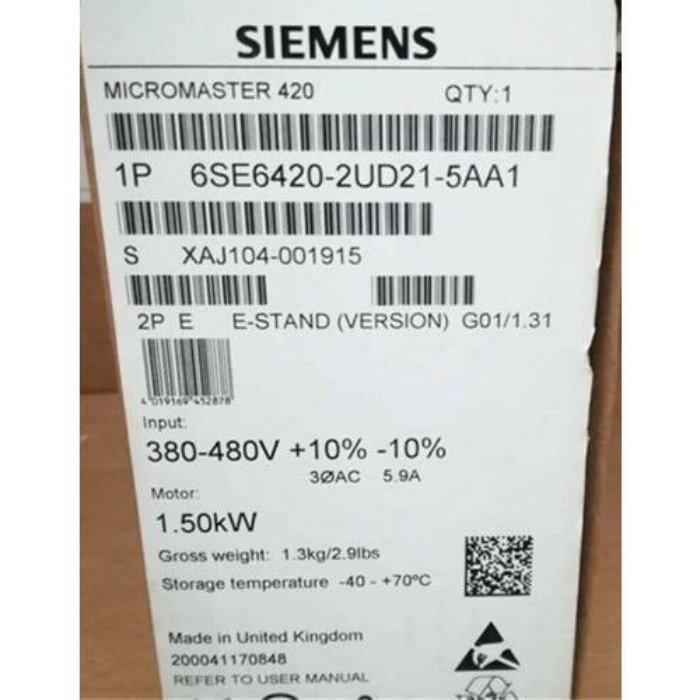 【新品★適格請求書★税込】~6SE6420-2UD21-5AA1インバーター1.5kW 6SE6 420-2UD21-5AA1A7 【６ヶ月保証】