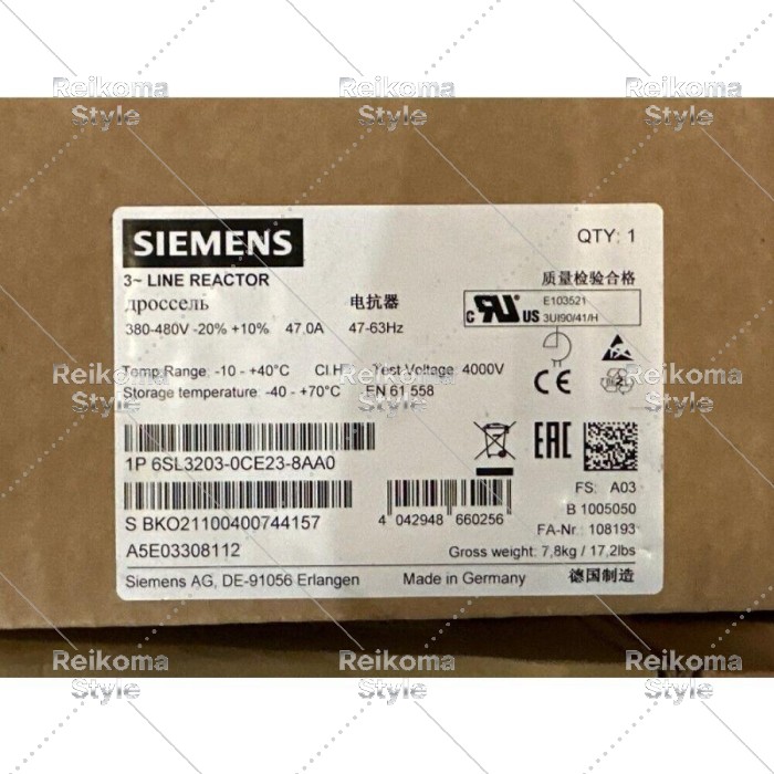 【新品★適当お願いごと書★税込】耳あたらしい 6SL3203-0CE23-8AA0 SINAMICS REACT0R 6SL3203-0CE23-8AA0 【６ヶ月引きうける】