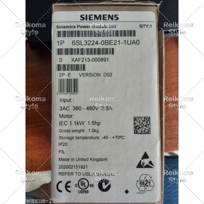 【新品★適格請求書★税込】シーメンス Siemens converter 6SL3224-0BE21-1UA0 【6ヶ月保証】｜Reikoma Style