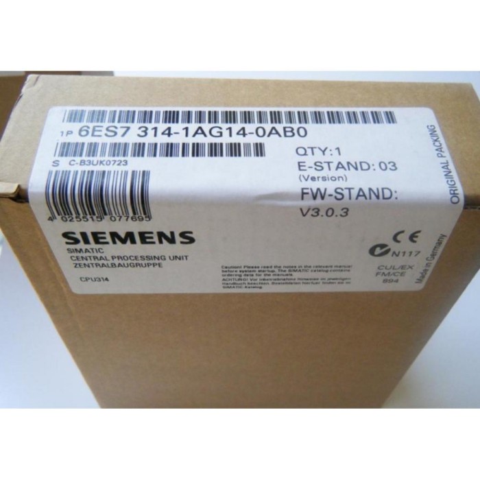【新品★適当お願いごと書★税込】Siemens 6ES7314-1AG13-0AB0 ジーメンス ★【６ヶ月引き請ける】
