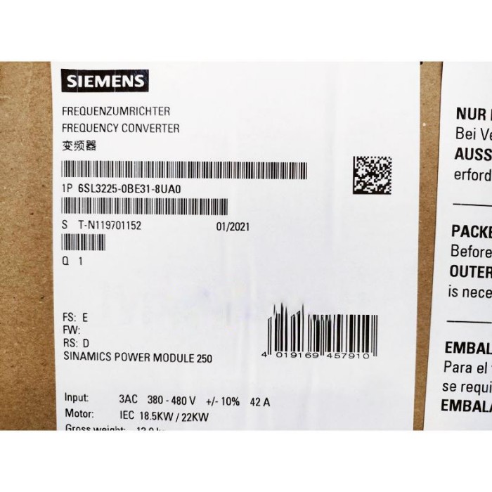 【新品★適格請求書★税込】SIEMENS シーメンス インバータ 6SL3225-0BE31-8UA0 PM250 480V 18.5kW/22kW ★【６ヶ月保証】｜Reikoma Style