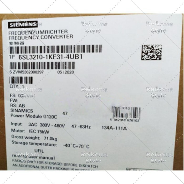 【新品★適格請求書★税込】SIEMENS シーメンス インバータ 6SL3210-1KE31-4UB1 G120C 480V 75kW ★【６ヶ月保証】｜Reikoma Style