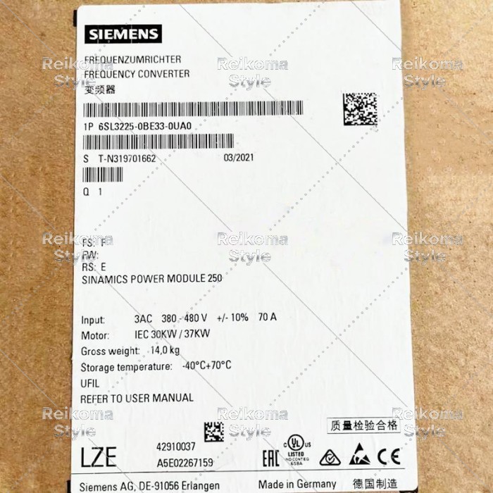 【新品★適格請求書★税込】SIEMENS シーメンス インバータ 6SL3225-0BE33-0UA0 PM250 480V 30kW/37kW ★【６ヶ月保証】｜Reikoma Style 443,600円