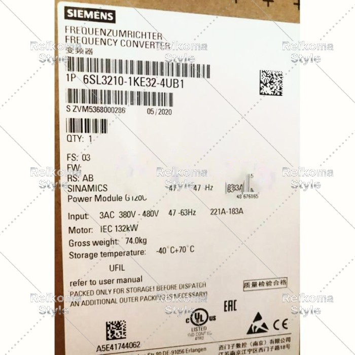 【新品★適格請求書★税込】SIEMENS シーメンス インバータ 6SL3210-1KE32-4UB1 G120C 480V 132kW ★【６ヶ月保証】