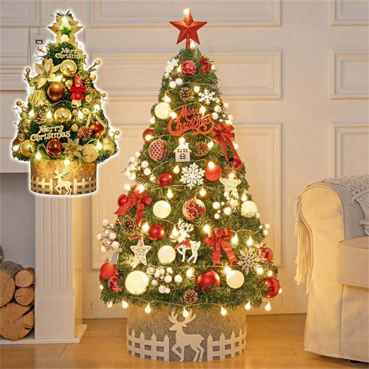 クリスマスツリー オーナメント付き LED付き 約90cm ツリー オーナメント 誕生日 飾り付け 室内 デコレーション クリスマス松 木 メリークリスマス 可愛い 2color 部屋の装飾 かわいい
