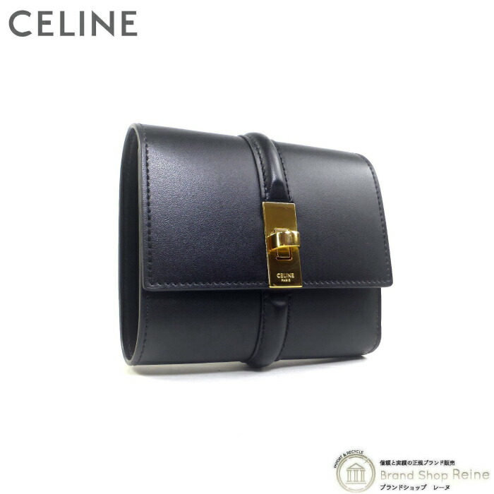 楽天市場】【8,000円OFFクーポンで値引き！】セリーヌ （CELINE） スモールウォレット 16 セーズ コンパクト 三つ折り 財布 10F52  ブラック【美品】 中古 : ブランドショップ Reine