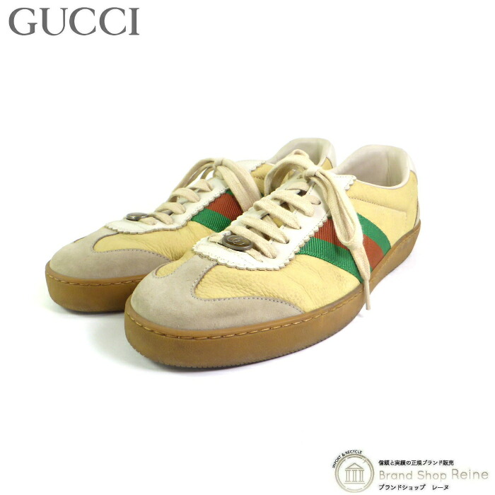 【SALE+更に2000円OFFクーポン券でお得！】グッチ （GUCCI） シェリー酒伝達ルート スエードクロス ジャーマントレーナー スニーカー シューズ 靴 521681 皮膚軟化剤×ベージュ #7 メンズ【中古】