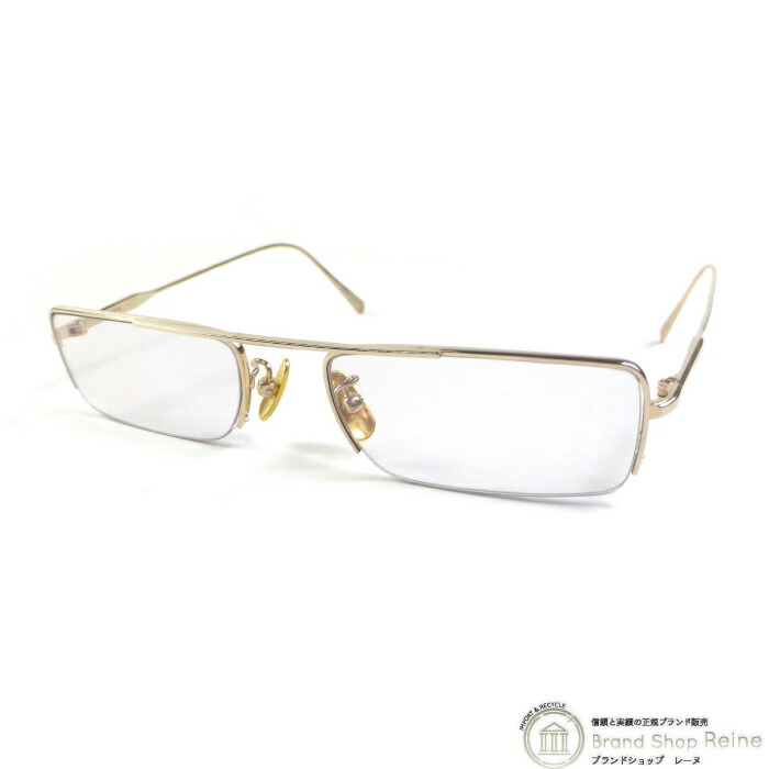 金子眼鏡 （KANEKO OPTICAL） スクエア ハーフリム メガネ クリアレンズ 度入り GP ゴールド【美品】 中古｜ブランドショップ　Reine