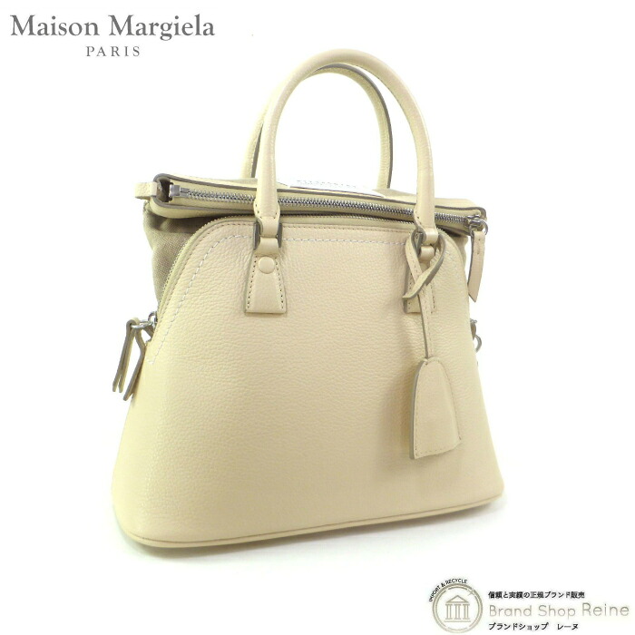 【2,000円OFFクーポンでお得！】メゾン マルジェラ （Maison Margiela） 5AC ミニバッグ 2way ハンド ショルダー バッグ カーフ×キャンバス S56WG0082 アイボリー系【中古】 58,080円