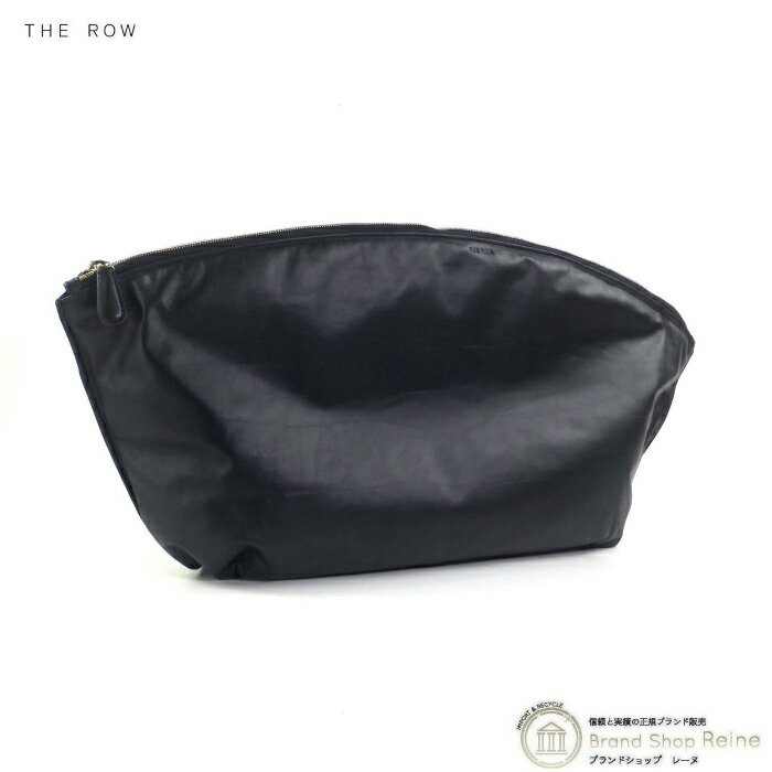 【SALE+更に2000円OFF引き換え証でお得！】ザ・ロウ （The Row） XL DANTE CLUTCH ダンテ・アリギエーリ クラッチペダル  御徒面子 なめし革 黒いこと W1478【新品負けず劣らず】 中古