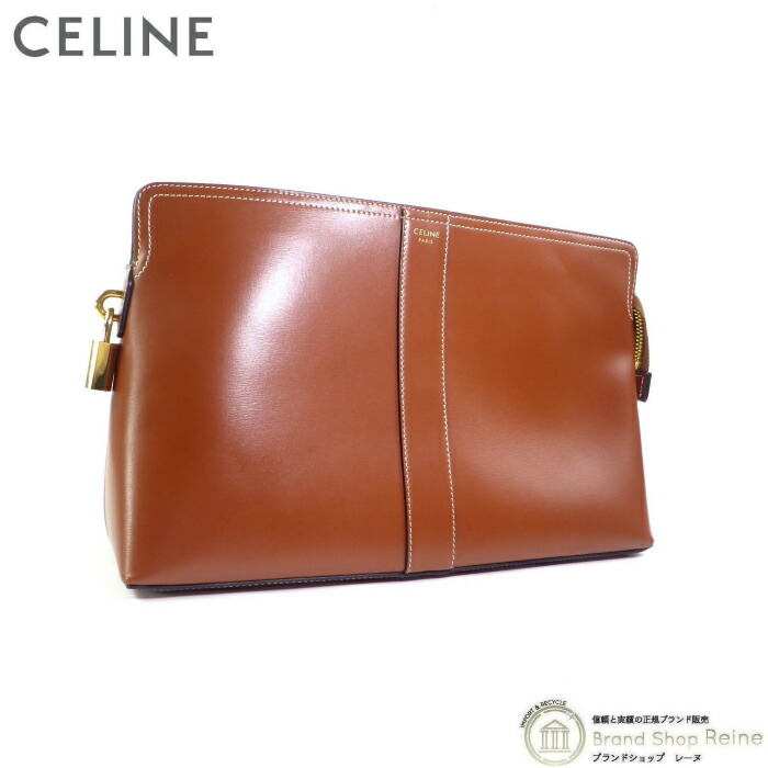 セリーヌ （CELINE） 鍵を掛ける トイレタリーポーチ クラッチペダル うしろ側 4M184 タン【中古】
