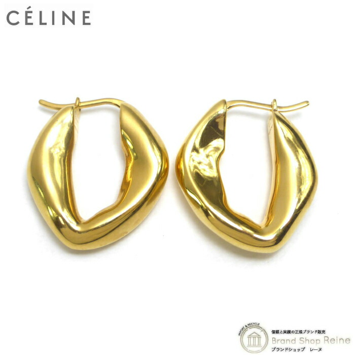 新品同様✨セリーヌ　フープ ピアス　金色 セリーヌ ピアス CELINE Metallic Swirl HOOPS EARRINGS メタル
