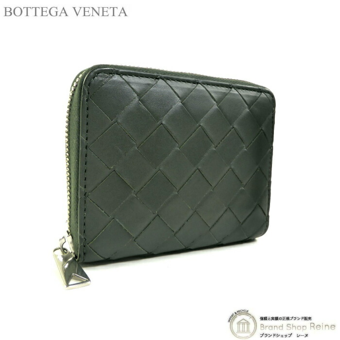 【美品】BOTTEGA VENETA コインケース ラウンドファスナー グリーン 美品】BOTTEGA VENETA コインケース ラウンドファスナー グリーン